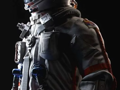 Astronaut In Detailed Space Suit Interacting With Alien Creature In Space 3d model