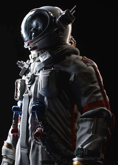 Astronaut In Detailed Space Suit Interacting With Alien Creature In Space 3d model