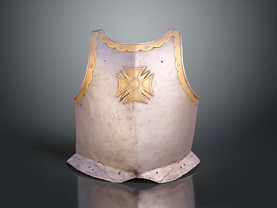Metal Breastplate With Golden Trim And Cross Pattern As Vintage Decorative Household Item 3d model