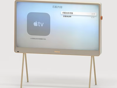 Hisense Smart TV Featuring Apple TV Interface And Modern Gold Stand For Daily Use 3d model