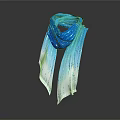 Elegant Blue And White Gradient Scarf With Silky Draped Design Fashion Accessory