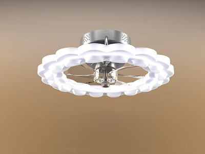 Modern White Layered Circular Ceiling Chandelier With Silver Metal LED Light 3d model