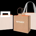 NEWSBOY Brown Paper Shopping Bags With White Handles And Metal Rings