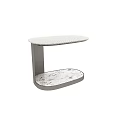 Modern Coffee Table With Textured Top And Marble Lower Shelf Black Frame