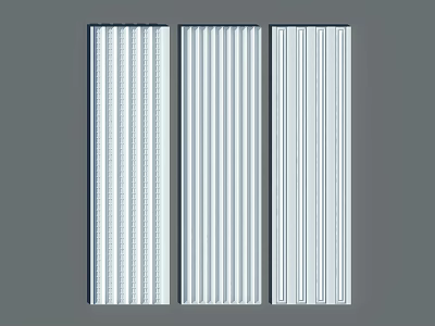 White Vertical Striped Wall Panels in Various Styles For Interior Decoration 3d model