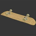 Wooden Skateboard With White Wheels And Metal Trucks On Black Background With Reflection