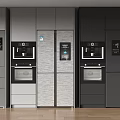 Modern Refrigerators and Freezers in Stylish Gray Black Kitchen Cabinet Design