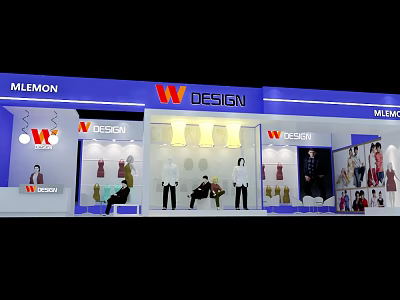 W Design Clothing Store Featuring Mannequins And Displayed Apparel In Window 3d model