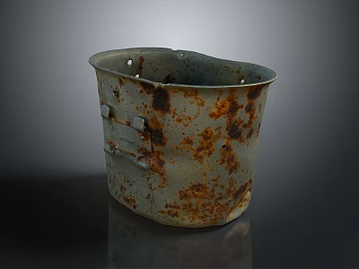 Old Rusty Metal Bucket With Rust Spots Weathered Surface And Vintage Design For Home 3d model