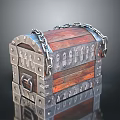 Vintage Wooden Storage Chest With Metal Accents And Chain For Home Use