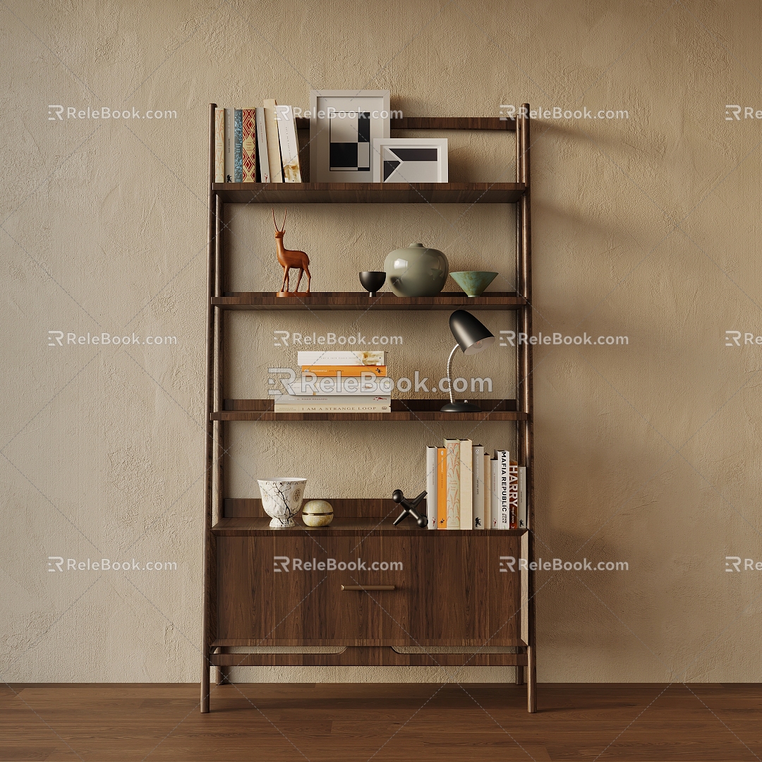 Quiet Antique Style Bookshelf 3d model