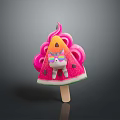 Colorful Watermelon Shaped Popsicle With Unicorn Figure Rainbow Glasses And Pink Swirls