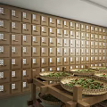 School Traditional Culture Classroom Interior With Wooden Furniture And Calligraphy