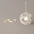 Modern Pendant Lights Featuring Curved Shape And Spherical Hollow Pattern Lit Up 3d model