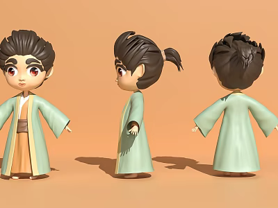 Ip Ancient Boys Characters Ornaments Doll Game Characters 3d model