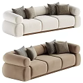 Three Seater Sofa with Soft Fabric Upholstery and Decorative Throw Pillows in Modern Style