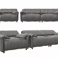 Contemporary Gray Leather Sectional Sofa Set With Armchair And Modern Design Elements 3d model
