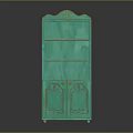 Elegant Turquoise Vintage Storage Cabinet With Ornate Carved Details And Decorative Legs