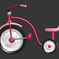 Pink Kids Tricycle Toy With Comfortable Seat And Black Wheels
