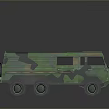 Camouflage Military Tank Featuring Six Wheels Green Brown Pattern and Antennas