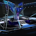 Illuminated Stage Design With Lighting Rigs And Truss Structure