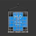 Blue Cube Container With H₂O Potable Water Label In Metal Frame And Top Hook