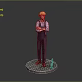 Worker European worker mechanic builder repairman miner digger figure 3d model