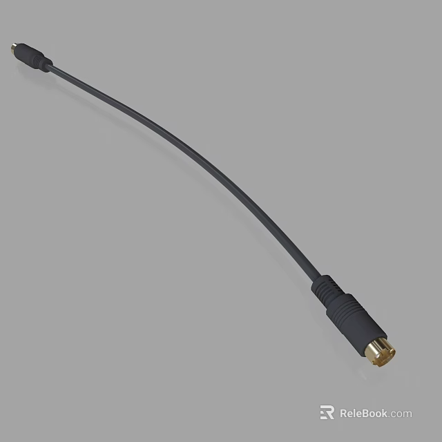 High Quality Black Flexible Cable Featuring Gold Connector For Electronic Devices 3d model