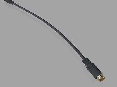 High Quality Black Flexible Cable Featuring Gold Connector For Electronic Devices 3d model