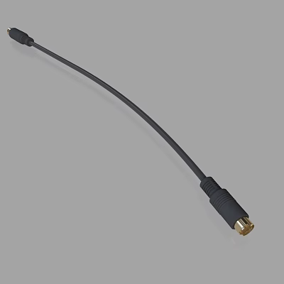 High Quality Black Flexible Cable Featuring Gold Connector For Electronic Devices 3d model