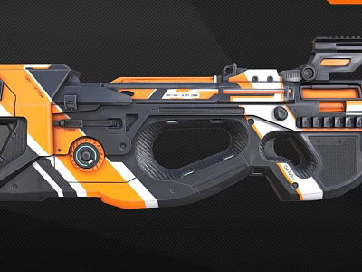 Modern Orange And Black Weapon With Sleek Design Scope And Tactical Components 3d model