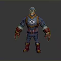 3D Superhero Game Movie Character Wearing Blue Uniform Red Gloves And Star Symbol