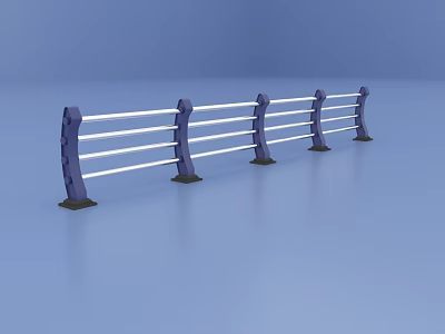 Modern Metal Guardrail Structure With Decorative Posts And Horizontal Rails 3d model