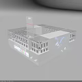Modern Display Shelves With Transparent Glass White Design LED Lighting Display Compartments And Large Screen Background