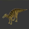 3D Dinosaur Character Standing With Colorful Stripes Green Beak And Reflective Surface