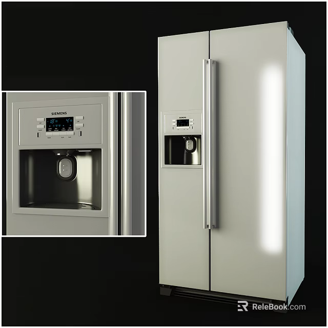 Modern Stainless Steel Refrigerator Freezer With Water Dispenser Digital Display And Double Door Design 3d model 