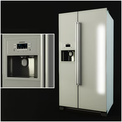 Modern Stainless Steel Refrigerator Freezer With Water Dispenser Digital Display And Double Door Design 3d model