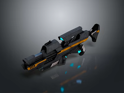 Futuristic Sci Fi Weapon Design With Black Yellow Accents And Blue Glowing Lights 3d model