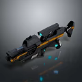 Futuristic Sci Fi Weapon Design With Black Yellow Accents And Blue Glowing Lights