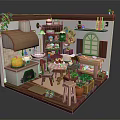 Cozy Miniature Kitchen Dining Scene With Window Wooden Table Chairs Pumpkin Plants And Shelves