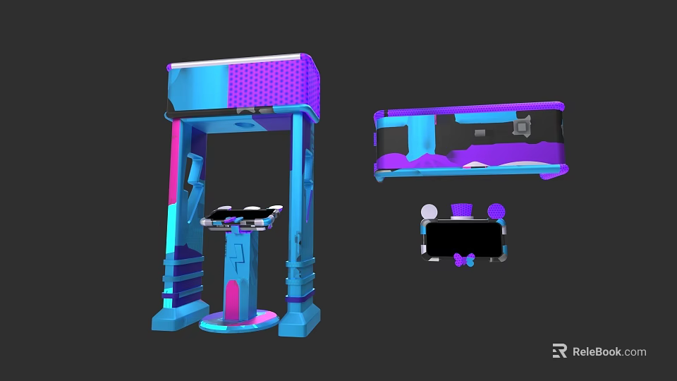 Modern Electronic Appliances 3D Model With Vibrant Purple Blue Stylish Structure 3d model 