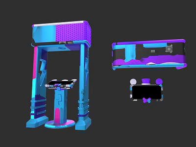 Modern Electronic Appliances 3D Model With Vibrant Purple Blue Stylish Structure 3d model