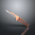Folding Knife Weapon With Silver Blade Brown Handle Holes And Gray Background Reflection 3d model