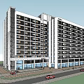 Modern Multi storey Hotel Building With Glass Facade Street View Cars And Pedestrians