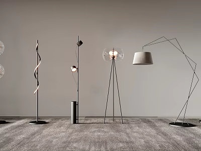 Modern Floor Lamp Simple Floor Lamp Stainless Steel Iron Fabric Floor Lamp 3d model