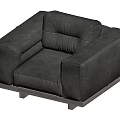 Modern Gray Upholstered Single Sofa With Square Design And Wooden Legs 3d model