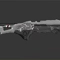 Futuristic Gun 3D Model With Silver Black Streamlined Design And Metallic Texture