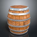 Wooden Barrel With Metal Hoops Round Top Practical Household Storage Item