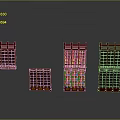 Wooden Bookcases With Various Heights And Designs On Gray Background With Reflections