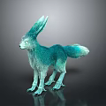 Game Movie Fantasy Creature Character With Turquoise Fluffy Fur Large Ears And Tail
